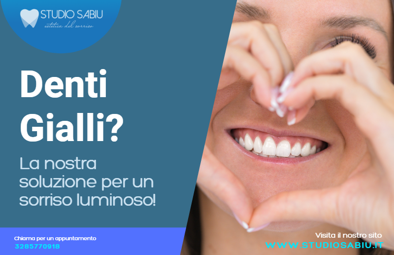 Consigli e soluzioni per eliminare i denti ingialliti. Contatta lo Studio Sabiu a San Giovanni Suergiu